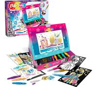 Lansay - BLOPENS - Atelier Fantasy - Scatola Trasformabile con Scrivania + 11 Pennarelli da Soffio + Stencil + Paillettes - Idea Regalo per Bambini a Partire dai 5 Anni - Kit per Disegni Scintillanti