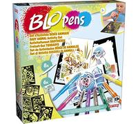Lansay - BLOPENS - Set Attività Cuccioli - Pennarelli da Soffiare con Stencil Riutilizzabili - Idea Regalo per Bambini dai 5 Anni - Kit Creativo per Disegnare Cuccioli di Animali