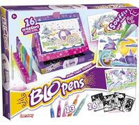 Lansay - BLOPENS Studio Creativo Fatato | Kit da Disegno e Colorazione per Bambini da 5 Anni | 13 Pennarelli Blopens da Soffiare con Effetto Aerografo + 16 Sagome Riutilizzabili
