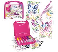 Lansay - BLOPENS - Valigetta Universo Fantastico - Pennarelli per colorare Bambini a Soffio dai 5 Anni - Stencil riutilizzabili - 6 Blopens 6 Stencil 6 Fogli +40 Sticker - Tappi Lavabili