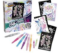 Lansay - Blopens X-Tra Set Creature Glitterate - Kit da Disegno - Da 6 Anni | Colorare a Soffio - 6 Pennarelli, 6 Mascherine, 6 Fogli e Tubetti Glitter - Resa Scintillante - Sviluppa la Motricità Fine