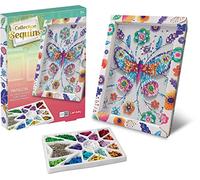 COLLECTION SEQUINS - Farfalla - Attività Creative per Bambini dai 7 Anni - Crea un Quadro Scintillante con Paillettes - Kit per Creare Quadri Personalizzati - Sviluppa la Motricità Fine - Lansay