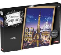 Lansay - Collection Sequins Parigi - Quadro a Paillettes - Da 14 Anni | Attività Manuale Fai da Te - Torre Eiffel, Base in Polistirolo e Spilli - Monumenti Rivelati Poco a Poco - Decoro da Esporre