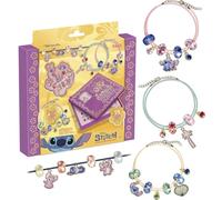 Lansay - Disney Stitch Set Gioielli Scintillanti - 4 Collane - Da 6 Anni | Bigiotteria Fai da Te - Perline Brillanti e Charms Disney - Licenza Ufficiale - Collane Luminose da Indossare e Regalare