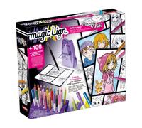Lansay - Magic Lign Manga Chibi - Proiettore per Disegnare - Da 7 Anni | Imparare a Tracciare - Proiettore Pocket, 2 Tavole di Pellicole e Matite - Oltre 100 Immagini - Personaggi Kawaii Adorabili