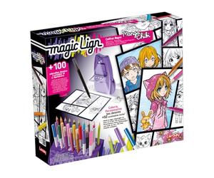 Lansay - Magic Lign Manga Chibi - Proiettore per Disegnare - Da 7 Anni | Imparare a Tracciare - Proiettore Pocket, 2 Tavole di Pellicole e Matite - Oltre 100 Immagini - Personaggi Kawaii Adorabili