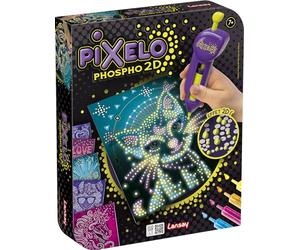Lansay - Pixelo Phospho 2D - Kit con 8 Disegni Fosforescenti - Da 7 Anni | Colorare a Puntini - 1 Penna Elettronica e Immagini Incluse - Colori che Brillano al Buio - Attività Creativa e Rilassante