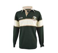 Lansdowne Polo T-Shirt da Rugby a Maniche Lunghe Stemma Irlanda con 3 Trifogli - M