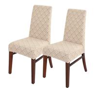 LANSHENG Coprisedia, Coprisedie con Schienale 2 Pezzi, Elasticizzati Copri Sedia Soggiorno, Copri Sedie Cucina Universali, Lavabile Estraibile (Sabbia, 2 Pezzi)