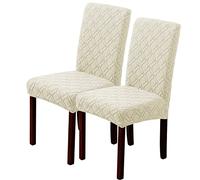 LANSHENG Coprisedia, Coprisedie con Schienale 2 Pezzi, Elasticizzati Copri Sedia Soggiorno, Copri Sedie Cucina Universali, Lavabile Estraibile (Beige, 2 Pezzi)