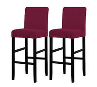 LANSHENG Coprisedia, Coprisedie per Bar, Fodera sfoderabile per Sedia Rimovibile Elasticizzata per Sedia da Pranzo Corta Girevole con Schienale per Sedia da Bar (Vino Rosso,2 Pezzi)
