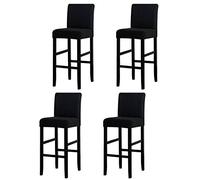 LANSHENG Coprisedia, Coprisedie per Bar, Fodera sfoderabile per Sedia Rimovibile Elasticizzata per Sedia da Pranzo Corta Girevole con Schienale per Sedia da Bar (Nero,4 Pezzi)