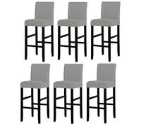 LANSHENG Coprisedia, Coprisedie per Bar, Fodera sfoderabile per Sedia Rimovibile Elasticizzata per Sedia da Pranzo Corta Girevole con Schienale per Sedia da Bar (Grigio Chiaro,6 Pezzi)