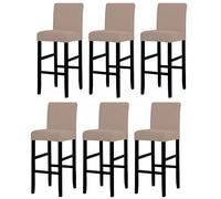 LANSHENG Coprisedia, Coprisedie per Bar, Fodera sfoderabile per Sedia Rimovibile Elasticizzata per Sedia da Pranzo Corta Girevole con Schienale per Sedia da Bar (Sabbia,6 Pezzi)