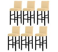 LANSHENG Coprisedia, Coprisedie per Bar, Fodera sfoderabile per Sedia Rimovibile Elasticizzata per Sedia da Pranzo Corta Girevole con Schienale per Sedia da Bar (Crema,6 Pezzi)