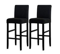 LANSHENG Coprisedia, Coprisedie per Bar, Fodera sfoderabile per Sedia Rimovibile Elasticizzata per Sedia da Pranzo Corta Girevole con Schienale per Sedia da Bar (Nero,2 Pezzi)