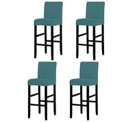 LANSHENG Coprisedia, Coprisedie per Bar, Fodera sfoderabile per Sedia Rimovibile Elasticizzata per Sedia da Pranzo Corta Girevole con Schienale per Sedia da Bar (Teal,4 Pezzi)