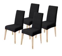 LANSHENG Coprisedie con Schienale 4 Pezzi, Elasticizzato Coprisedie Moderno Coprisedia Lavabile Estraibile, Fodere Coprisedie Universale per Sala da Pranzo Cucina, Coperture per Sedie, Nero