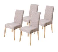 LANSHENG Coprisedie con Schienale 4 Pezzi, Elasticizzato Coprisedie Moderno Coprisedia Lavabile Estraibile, Fodere Coprisedie Universale per Sala da Pranzo Cucina, Coperture per Sedie, Taupe