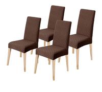 LANSHENG Coprisedie con Schienale 4 Pezzi, Elasticizzato Coprisedie Moderno Coprisedia Lavabile Estraibile, Fodere Coprisedie Universale per Sala da Pranzo Cucina, Coperture per Sedie, Marrone