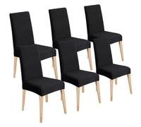 LANSHENG Coprisedie con Schienale 6 Pezzi, Elasticizzato Coprisedie Moderno Coprisedia Lavabile Estraibile, Fodere Coprisedie Universale per Sala da Pranzo Cucina, Coperture per Sedie, Nero