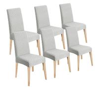 LANSHENG Coprisedie con Schienale 6 Pezzi, Elasticizzato Coprisedie Moderno Coprisedia Lavabile Estraibile, Fodere Coprisedie Universale per Sala da Pranzo Cucina, Coperture per Sedie, Grigio Chiaro