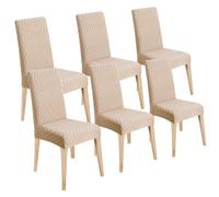 LANSHENG Coprisedie con Schienale 6 Pezzi, Elasticizzato Coprisedie Moderno Coprisedia Lavabile Estraibile, Fodere Coprisedie Universale per Sala da Pranzo Cucina, Coperture per Sedie, Khaki