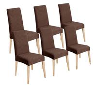 LANSHENG Coprisedie con Schienale 6 Pezzi, Elasticizzato Coprisedie Moderno Coprisedia Lavabile Estraibile, Fodere Coprisedie Universale per Sala da Pranzo Cucina, Coperture per Sedie, Marrone