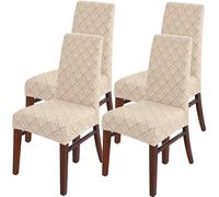 LANSHENG Coprisedie, Coprisedie con Schienale 4 Pezzi, Elasticizzati Copri Sedia Soggiorno, Copri Sedie Cucina Universali, Lavabile Estraibile (Sabbia, 4 Pezzi)