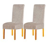 Lansheng, coprisedie elasticizzati per sedie da pranzo, in velluto di elastan, con fascia elastica, per ristoranti, hotel, feste, banchetti cammello, confezione da 2)