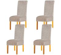 Lansheng, coprisedie elasticizzati XL per sedie da pranzo, in velluto di elastan, con fascia elastica, per ristoranti, hotel, feste, banchetti (cammello, confezione da 4)