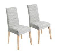 LANSHENG Coprisedie, Elasticizzato Coprisedie con Schienale, Moderno Coprisedia Lavabile Estraibile, Fodere Coprisedie per Sala da Pranzo Cucina, Coperture per Sedie (Grigio Chiaro, 2 Pezzi)