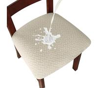 LANSHENG Coprisedie per Sedia 2/4 Pezzi Coprisedia Elasticizzato Coprisedia Senza Schienale Jacquard Coprisedia Coprisedili da Pranzo Coprisedili per sedie impermeabili (Beige, 4)