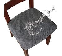 LANSHENG Coprisedie per Sedia 2/4 Pezzi Coprisedia Elasticizzato Coprisedia Senza Schienale Jacquard Coprisedia Coprisedili da Pranzo Coprisedili per sedie impermeabili (Grigio scuro, 2)