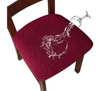 LANSHENG Coprisedie per Sedia 2/4 Pezzi Coprisedia Elasticizzato Coprisedia Senza Schienale Jacquard Coprisedia Coprisedili da Pranzo Coprisedili per sedie impermeabili (Borgogna, 6)