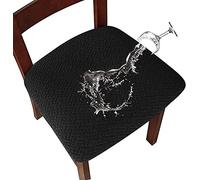 LANSHENG Coprisedie per Sedia 2/4 Pezzi Coprisedia Elasticizzato Coprisedia Senza Schienale Jacquard Coprisedia Coprisedili da Pranzo Coprisedili per sedie impermeabili (Noir, 2)