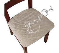 LANSHENG Coprisedie per Sedia 2/4 Pezzi Coprisedia Elasticizzato Coprisedia Senza Schienale Jacquard Coprisedia Coprisedili da Pranzo Coprisedili per sedie impermeabili (Sabbia, 4)