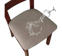 LANSHENG Coprisedie per Sedia 2/4 Pezzi Coprisedia Elasticizzato Coprisedia Senza Schienale Jacquard Coprisedia Coprisedili da Pranzo Coprisedili per sedie impermeabili (Taupe, 4)