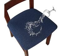 LANSHENG Coprisedie per Sedia 2/4 Pezzi Coprisedia Elasticizzato Coprisedia Senza Schienale Jacquard Coprisedia Coprisedili da Pranzo Coprisedili per sedie impermeabili (Blu navy, 4)