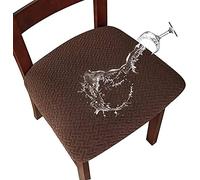 LANSHENG Coprisedie per Sedia 2/4 Pezzi Coprisedia Elasticizzato Coprisedia Senza Schienale Jacquard Coprisedia Coprisedili da Pranzo Coprisedili per sedie impermeabili (Caffè, 2)