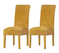 LANSHENG Fodere per sedia,elastan elasticizzato con fascia elastica, fodere per sedia da pranzo in velluto di grandi dimensioni per ristorante per banchetti dell'hotel (Mostarda,2 Pack(M))