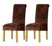 LANSHENG Fodere per sedia,elastan elasticizzato con fascia elastica, fodere per sedia da pranzo in velluto di grandi dimensioni per ristorante per banchetti dell'hotel (Caffè scuro,2 Pack(M))