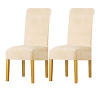 LANSHENG Fodere per sedia,elastan elasticizzato con fascia elastica, fodere per sedia da pranzo in velluto di grandi dimensioni per ristorante per banchetti dell'hotel (Beige,2 Pack(M))