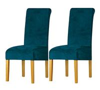 LANSHENG Fodere per sedia,elastan elasticizzato con fascia elastica, fodere per sedia da pranzo in velluto di grandi dimensioni per ristorante per banchetti dell'hotel (Teal,2 Pack(M))