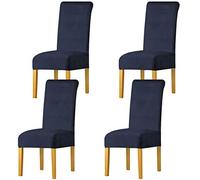 LANSHENG Fodere per sedia,elastan elasticizzato con fascia elastica, fodere per sedia da pranzo in velluto di grandi dimensioni per ristorante per banchetti dell'hotel (Marina Militare,4 Pack(M))