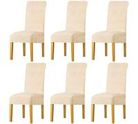 LANSHENG Fodere per sedia,elastan elasticizzato con fascia elastica, fodere per sedia da pranzo in velluto di grandi dimensioni per ristorante per banchetti dell'hotel (Beige,6 Pack(M))