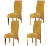 LANSHENG Fodere per sedia XL,elastan elasticizzato con fascia elastica, fodere per sedia da pranzo in velluto di grandi dimensioni per ristorante per banchetti dell'hotel (Mostarda,4 Pezzi(XL))