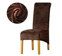 LANSHENG Fodere per sedia XL,elastan elasticizzato con fascia elastica, fodere per sedia da pranzo in velluto di grandi dimensioni per ristorante per banchetti dell'hotel (Caffè scuro,4 Pezzi(XL))