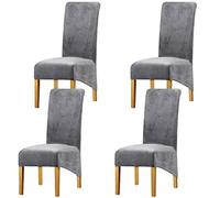 LANSHENG Fodere per sedia XL,elastan elasticizzato con fascia elastica, fodere per sedia da pranzo in velluto di grandi dimensioni per ristorante per banchetti dell'hotel (Grigio chiaro,4 Pezzi(XL))