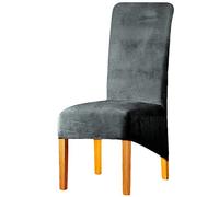 LANSHENG Fodere per sedia XL,elastan elasticizzato con fascia elastica, fodere per sedia da pranzo in velluto di grandi dimensioni per ristorante per banchetti dell'hotel (Grigio argento,2 Pezzi(XL))